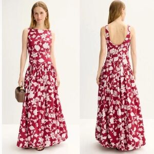 Badgely Mishka  Sleeveless Red and White Maxi Hayden Dress